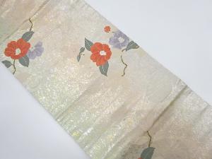 引箔　流水に椿模様織り出し名古屋帯